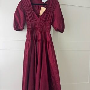 La Ligne Burgundy Midi Dress